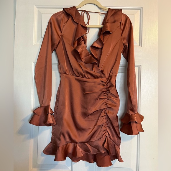 Nelly Mini Dress in Terracotta Brown | Size XS - Picture 2 of 7